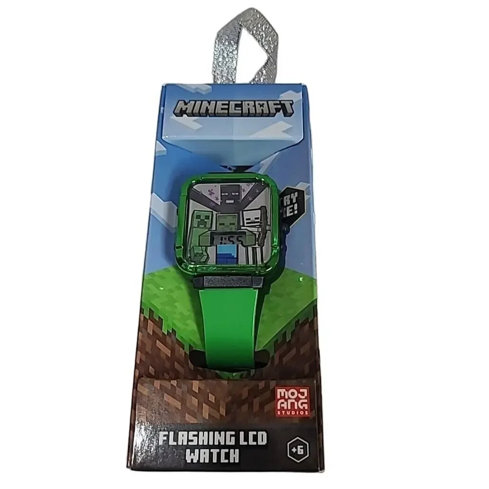 NIB Minecraft Mojang Digital Flashing LCD Kids Watch Rectangular Face‎